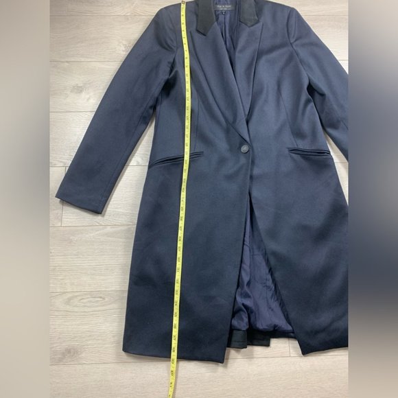 Rag & Bone Navy Blue & Black Pointed Collar Pea Coat - Picture 12 of 13